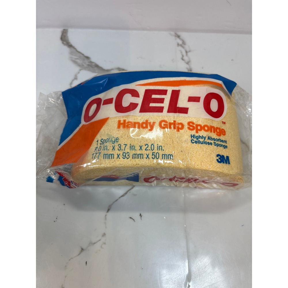 Vintage‎ O-Cel-O Handy Grip Sponge 3M Cellulose Large Yellow New Old Stock